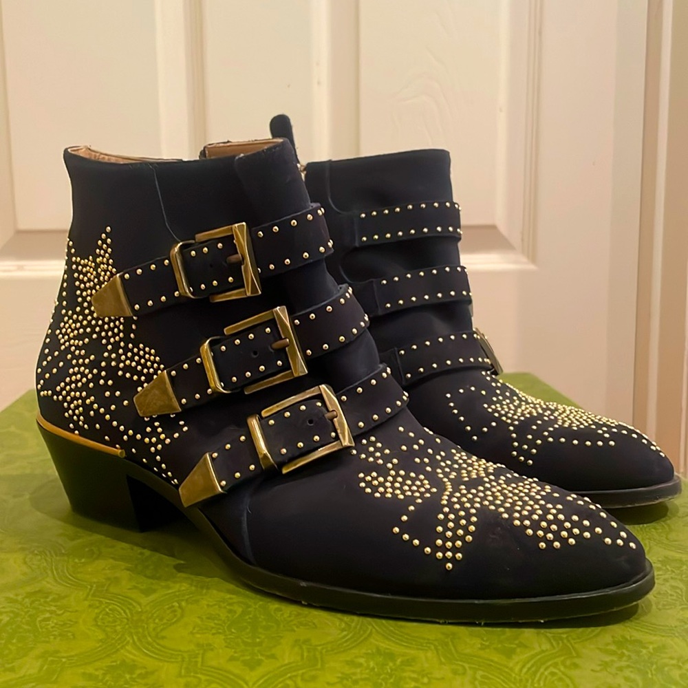 Chloe Navy Blue Suede Susanna Boots size 39